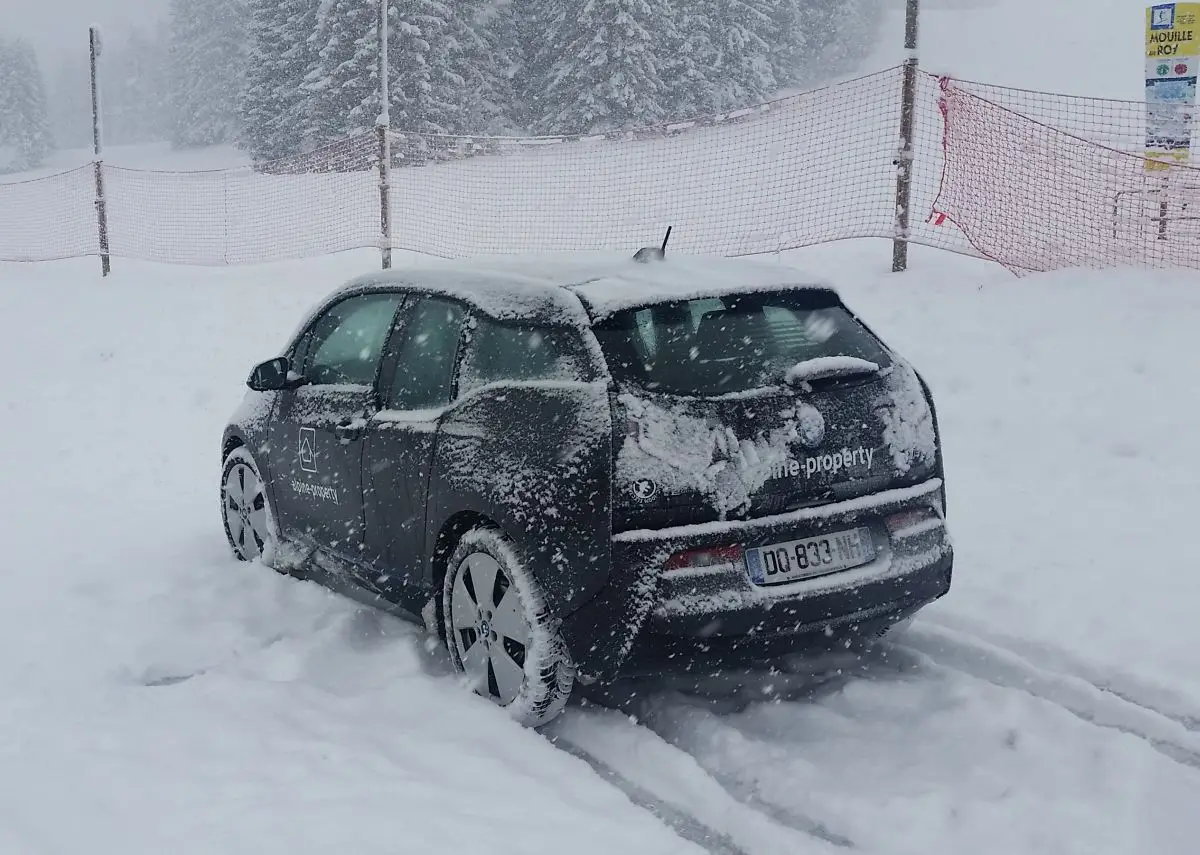 An Electric Car in the snow
